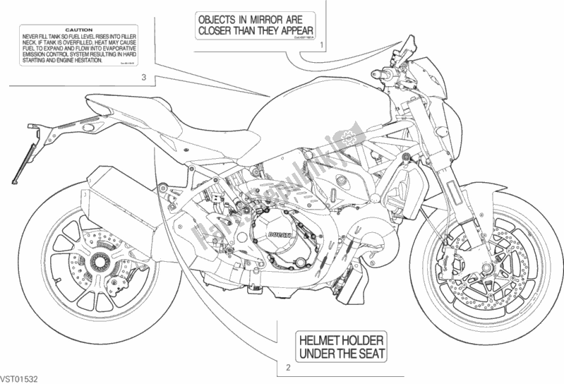 All parts for the Positioning Plates of the Ducati Monster 1200 25 TH Anniversario USA 2019